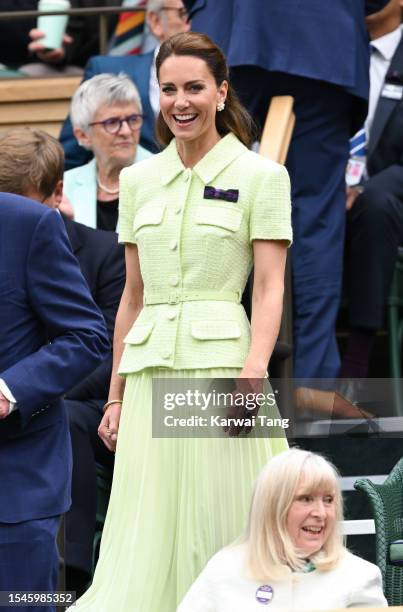 Catherine, Princess of Wales attends day thirteen of the Wimbledon Tennis Championships at All England Lawn Tennis and Croquet Club on July 15, 2023...