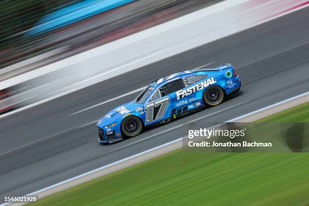 Chris Buescher, driver of the Fastenal Ford, drives during qualifying for the NASCAR Cup Series Crayon 301 at New Hampshire Motor Speedway on July...