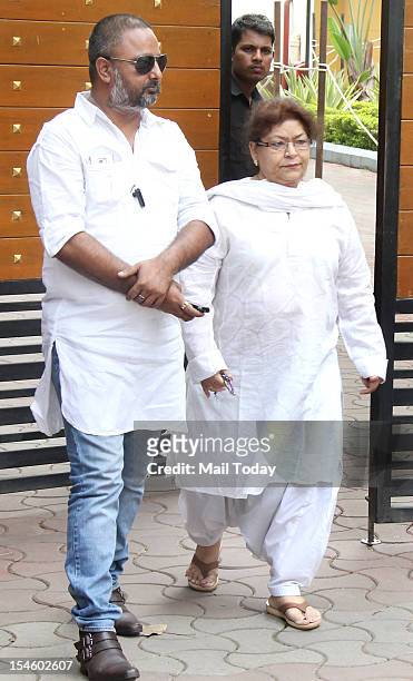 Choreograpgher Saroj Khan came to pay last respects to Yash Chopra in Mumbai on 22nd October, 2012.