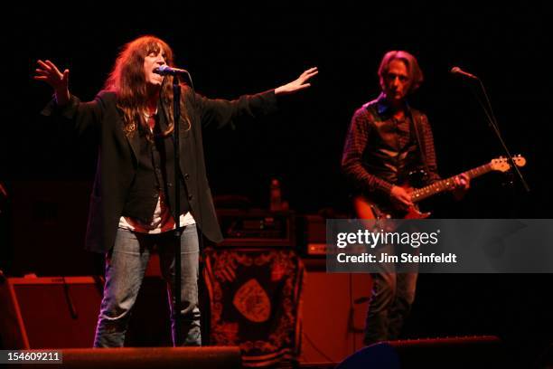 Patti Smith and Lenny Kaye perform at the Wiltern Theater in Los Angeles, California on October 12, 2012.