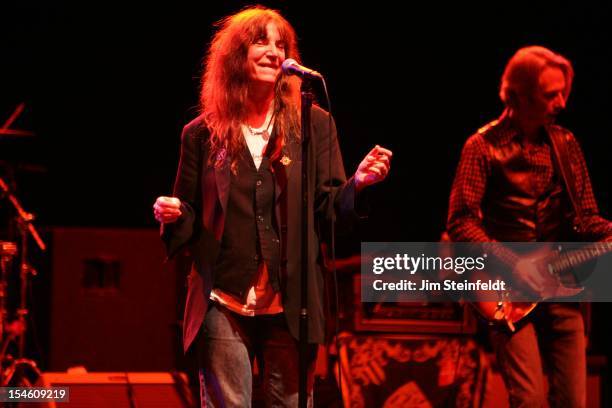 Patti Smith and Lenny Kaye perform at the Wiltern Theater in Los Angeles, California on October 12, 2012.