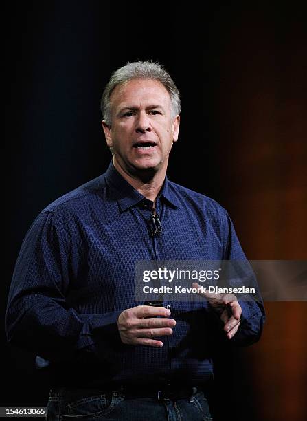 Apple Senior Vice President of Worldwide product marketing Phil Schiller announces the new iMac during an Apple special event at the historic...