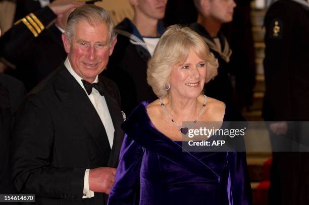 Britain's Prince Charles, Prince of Wales and Camila, Duchess of Cornwall , arrive to attend the royal world premiere of the new James Bond film...