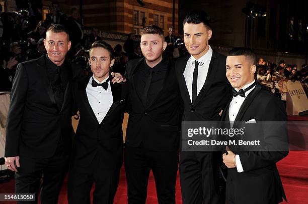 Factor finalists Christopher Maloney, Kye Sones, James Arthur, Rylan Clarke and Jahmene Douglas attend the Royal World Premiere of 'Skyfall' at the...