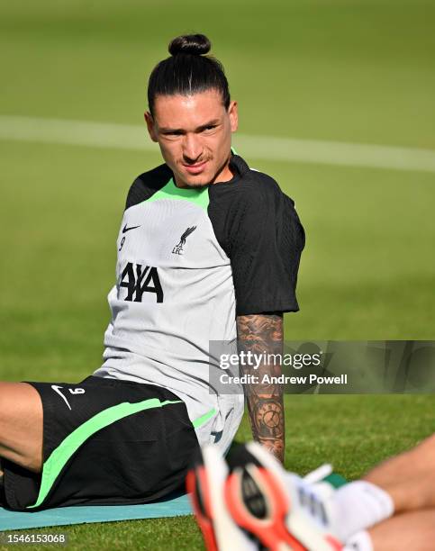 Darwin Nunez of Liverpool during a training session on July 15, 2023 in UNSPECIFIED, Germany.