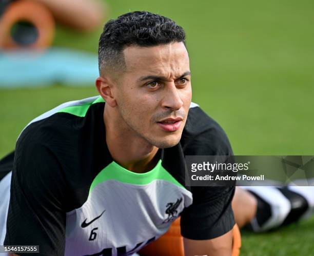 Thiago Alcantara of Liverpool during a training session on July 15, 2023 in UNSPECIFIED, Germany.