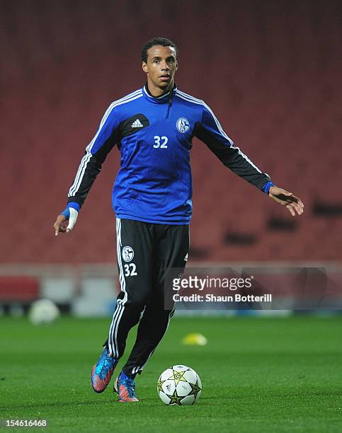 Joel Matip of FC Schalke 04 during a training session at Emirates Stadium on October 23, 2012 in London, England.