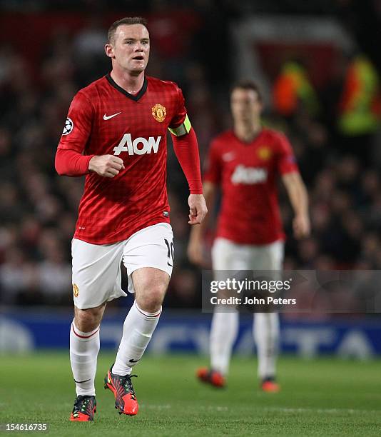 Wayne Rooney of Manchester United in action during the UEFA Champions League Group H match between Manchester United and SC Braga at Old Trafford on...