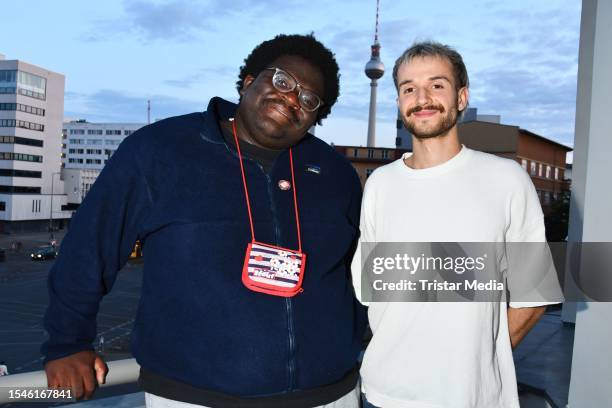 Rayan and Sammy of the music duo Blumengarten during the Lucry & Suena single release party at Soho House on July 20, 2023 in Berlin, Germany.