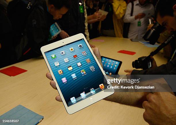 The new iPad mini is displayed after its unveiling at an Apple special event at the historic California Theater on October 23, 2012 in San Jose,...