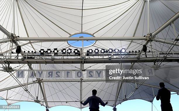 Republican presidential candidate, former Massachusetts Gov. Mitt Romney speaks during a campaign rally as his running mate Rep. Paul Ryan looks on...