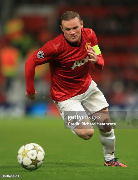 Wayne Rooney of Manchester United in action during the UEFA Champions League Group H match between Manchester United and SC Braga at Old Trafford on...