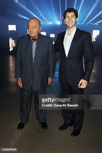 Mohamed Al Fayed and son Karim attend an after party for the Royal World Premiere of 'Skyfall' at the Tate Modern on October 23, 2012 in London,...