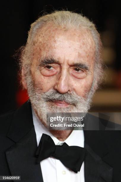 Christopher Lee attends the Royal World Premiere of 'Skyfall' at Royal Albert Hall on October 23, 2012 in London, England.