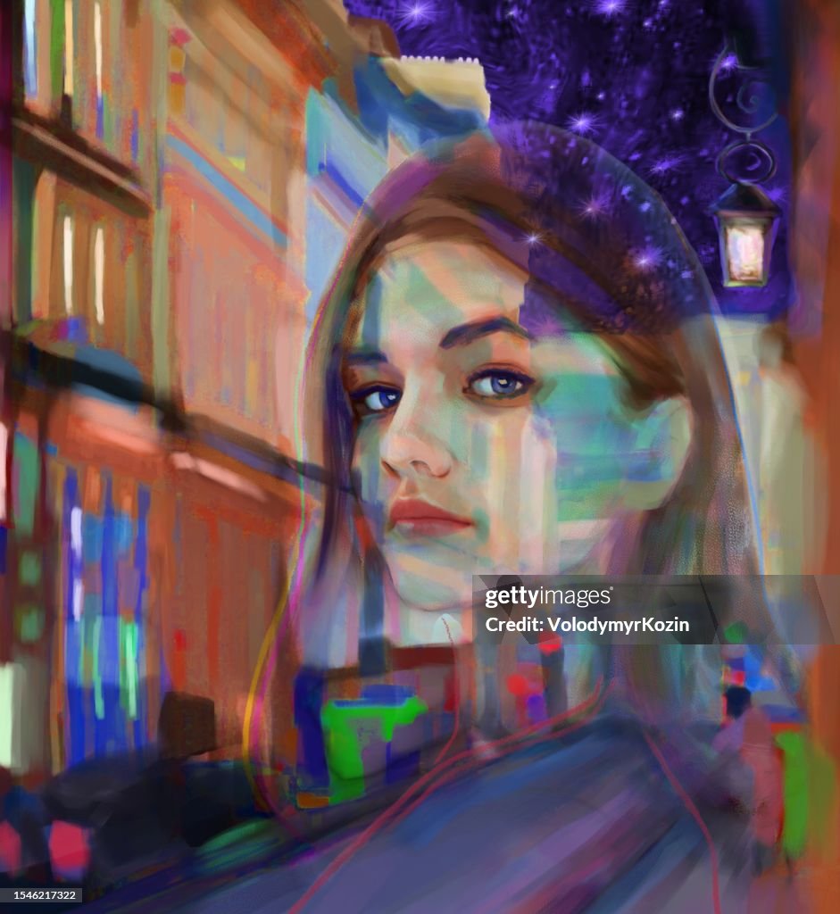 Translucent Femail Translucent Female Portrait On The Background Of A City Street High-Res ...