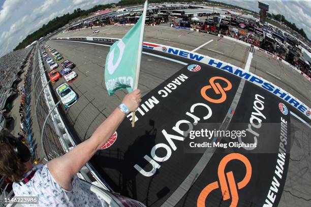 Chandler Smith, driver of the Quick Tie Products Inc. Chevrolet, leads the field to the green flag to start the NASCAR Xfinity Series Ambetter Health...