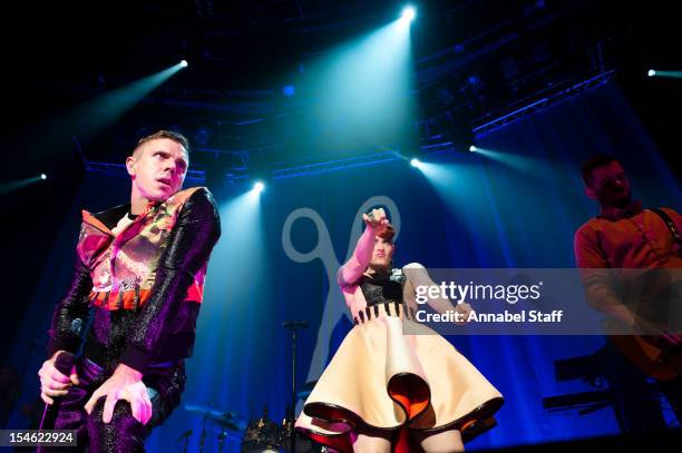 Jake Shears and Ana Matronic of Scissor Sisters perform on stage at The Roundhouse on October 23, 2012 in London, United Kingdom.