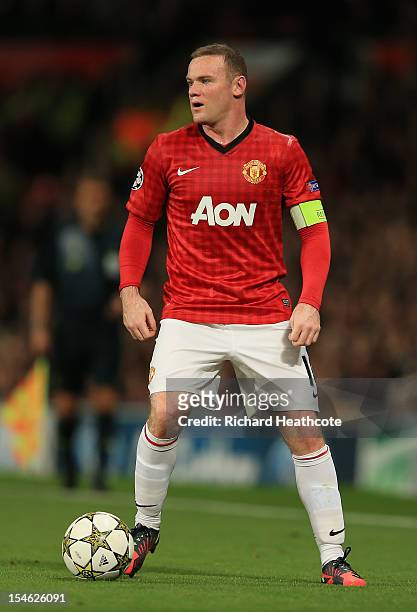 Wayne Rooney of Manchester United in action during the UEFA Champions League Group H match between Manchester United and SC Braga at Old Trafford on...
