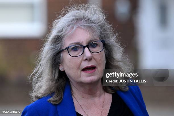 Susan Hall, London mayoral candidate for the Conservative Party, arrives to a cafe in Ruislip on July 21, 2023 after a by-election in the northwest...