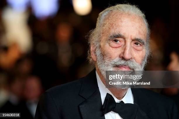 Christopher Lee attends the Royal World Premiere of 'Skyfall' at Royal Albert Hall on October 23, 2012 in London, England.