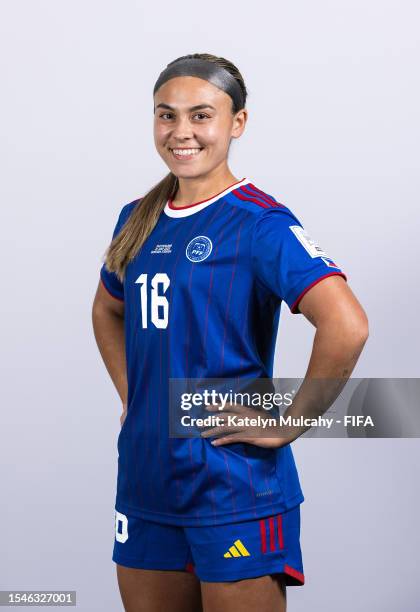 Sofia Harrison of Philippines poses during the official FIFA Women's World Cup Australia & New Zealand 2023 portrait session on July 15, 2023 in...