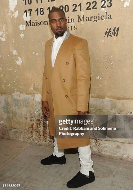 Kanye West attends the Maison Martin Margiela with H&M global launch event at 5 Beekman on October 23, 2012 in New York City.