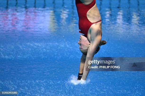 South Africa's Julia Vincent competes in the final of the women's 3m springboard diving event during the World Aquatics Championships in Fukuoka on...