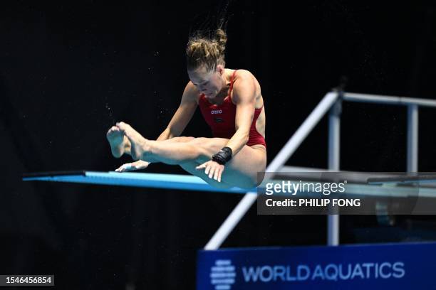 South Africa's Julia Vincent competes in the final of the women's 3m springboard diving event during the World Aquatics Championships in Fukuoka on...