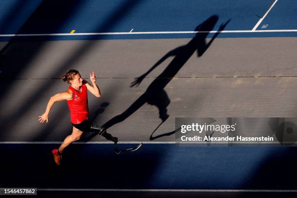 Elena Kratter of Switzerland competes in the Women's Long Jump T63 Final during day eight of the World Para Athletics Championships Paris 2023 at...