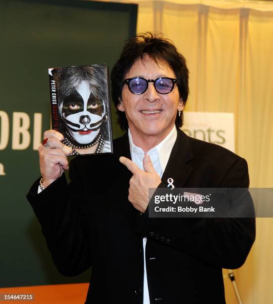 Peter Criss promotes "Makeup to Breakup My Life In and Out of Kiss" at Barnes & Noble, 5th Avenue on October 23, 2012 in New York City.