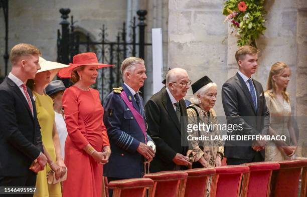 Prince Emmanuel, Crown Princess Elisabeth, Queen Mathilde of Belgium, King Philippe - Filip of Belgium, King Albert II of Belgium, Queen Paola of...
