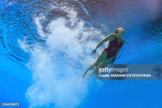 South Africa's Julia Vincent competes in the final of the women's 3m springboard diving event during the World Aquatics Championships in Fukuoka on...