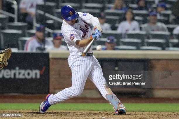 Pete Alonso of the New York Mets in action against the San Francisco Giants at Citi Field on July 2, 2023 in New York City.