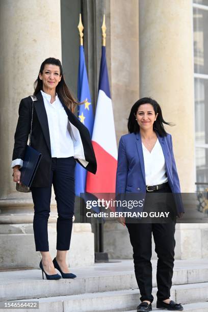 Newly appointed French Junior Minister for Cities Sabrina Agresti-Roubache and newly appointed French Minister for Biodiversity, Sarah El Hairy leave...