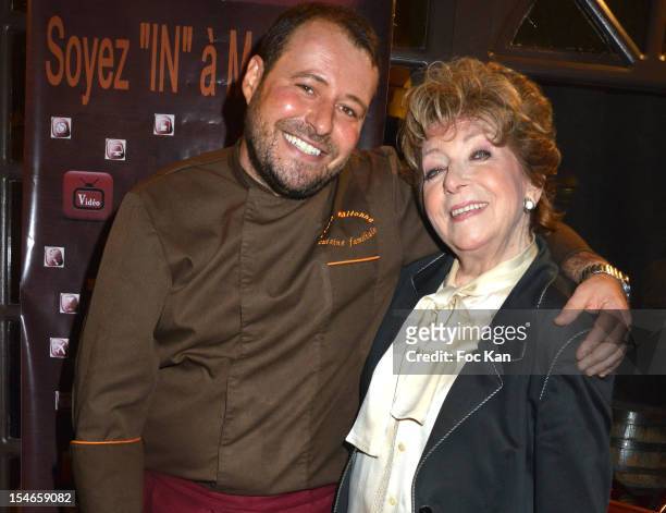 Marc Mitonne and Marthe Mercadier attend the 'Les 10 Ans de Marc Mitonne' - Party Hosted by '2 Mains Rouges' at the Marc Mitonne Restaurant on...