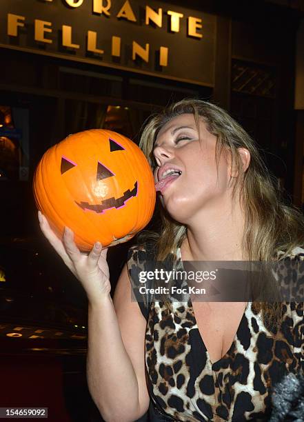 Cindy Lopes attends the 'Les 10 Ans de Marc Mitonne' - Party Hosted by '2 Mains Rouges' at the Marc Mitonne Restaurant on October 23, 2012 in Paris,...