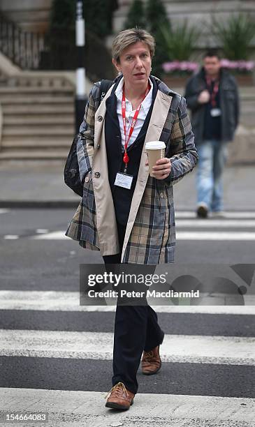 Newsnight journalist Liz Mackean arrives for work at BBC Broadcasting House on October 24, 2012 in London, England. A BBC1 'Panorama' documentary has...