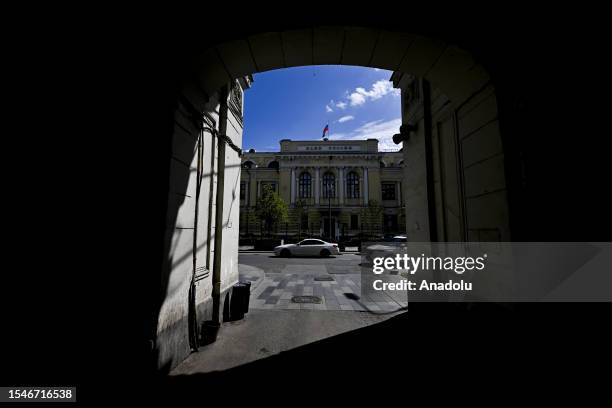 View of the Bank of Russia headquarters in Moscow, Russia on July 21, 2023. After keeping the rate unchanged at 7.5% for the sixth consecutive...