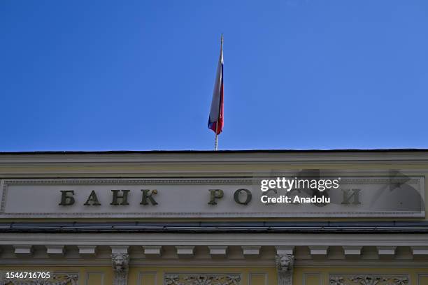 View of the Bank of Russia headquarters in Moscow, Russia on July 21, 2023. After keeping the rate unchanged at 7.5% for the sixth consecutive...