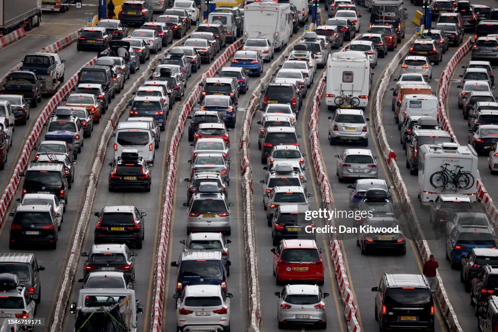 Queues of lorries and cars move steadily at the Port of Dover as the ...