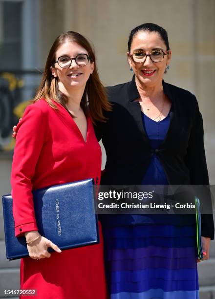 Newly appointed Minister for Solidarity, Autonomy and Persons with Disabilities Aurore Berge and newly appointed French Junior Minister For the...