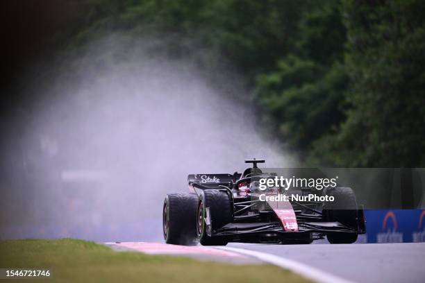 Valtteri Bottas of Alfa Romeo Racing ORLEN is driving his single-seater during the free practice of the Hungarian GP at the Hungaroring in Budapest,...