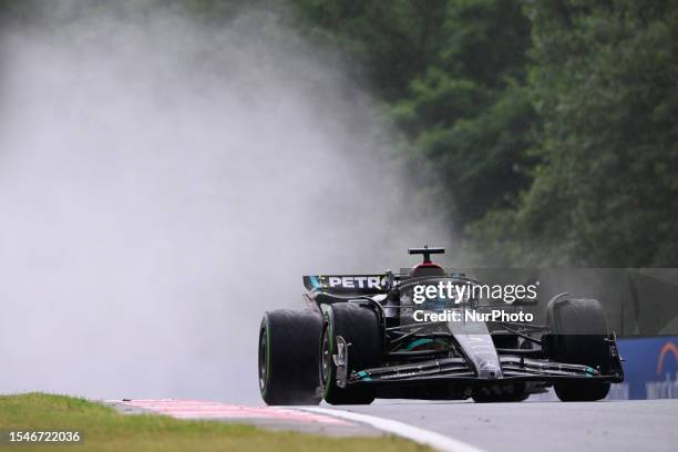 George Russell of Mercedes-AMG Petronas is driving his single-seater during free practice of the Hungarian Grand Prix at the Hungaroring in Budapest,...