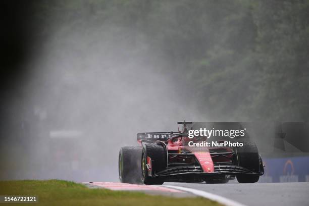 Charles Leclerc of Scuderia Mission Winnow Ferrari is driving his single-seater during the free practice of the Hungarian Grand Prix at the...