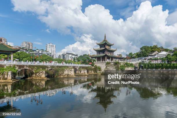 Tourists from all over China visit the historic Jiaxiu Pavilion in Guiyang, Guizhou Province, China, July 20, 2023.