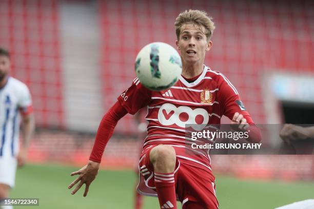 Standard's Isaac Price pictured in action during a friendly soccer match between Standard de Liege and Hertha Berlijn, Friday 21 July 2023 in Liege,...