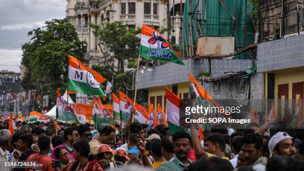Trinamool Congress party supporters participate in the Annual Martyrs Day program at the Esplanade area. Trinamool Congress party held its Annual...
