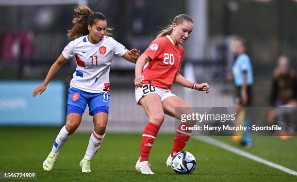 Anna Wirnsberger of Austria in action against Ziva Caroline Henry of Netherlands during the UEFA Women's European Under-19 Championship 2022/23...