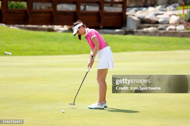 Golfer Cheyenne Knight makes a birdie putt on the 18th hole on July 21 during the third round of the Dow Great Lake Bay Invitational at Midland...