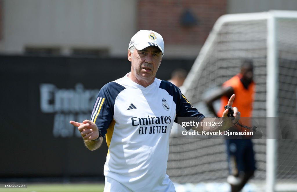 Coach Carlo Ancelotti of Real Madrid during training at UCLA Campus... News Photo - Getty Images